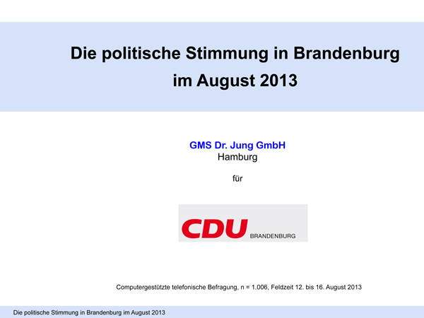 Umfrage zur politischen Stimmung in Brandenburg